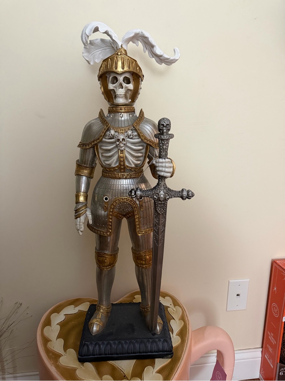 Well Dressed Home Large Halloween Skeleton Knight in Armor w/ Rhinestone Skulls